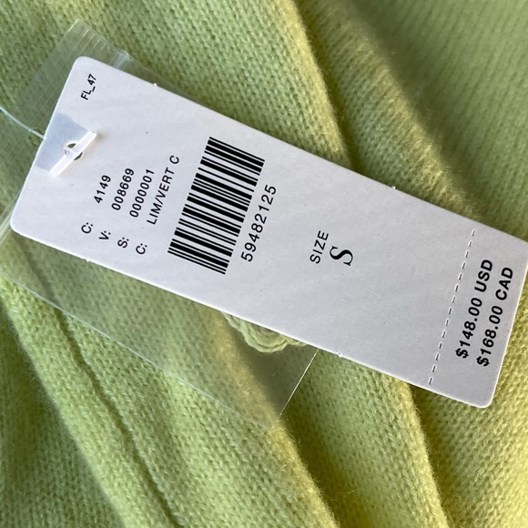 Pilcro Boat-Neck 100% Cashmere Oversized Emmeline Sweater in Citron Tea size S - Picture 11 of 13